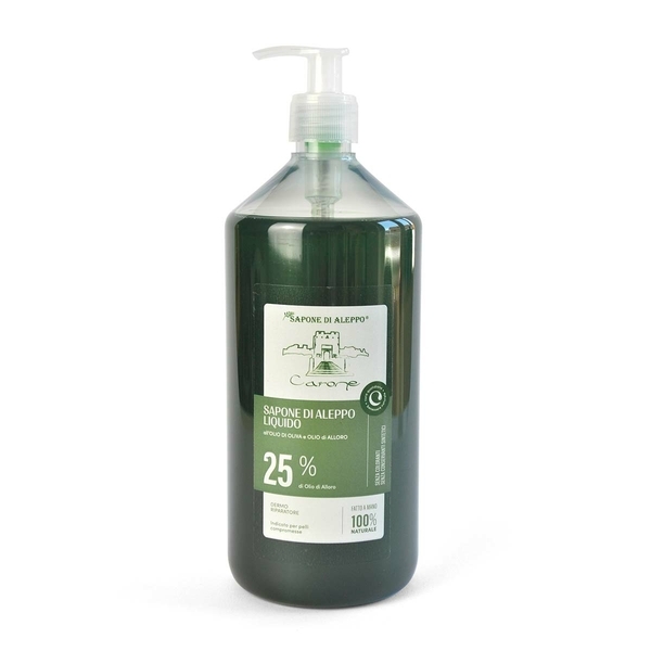 SAPONE DI ALEPPO LIQUIDO per il Corpo - olio d’oliva e olio di alloro 25% – 1000 ml