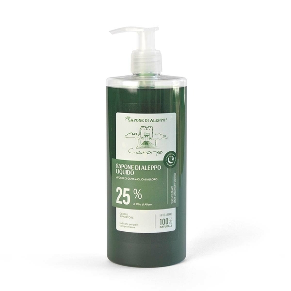 SAPONE DI ALEPPO LIQUIDO per il corpo - olio d’oliva e olio di alloro 25% – 400 ml