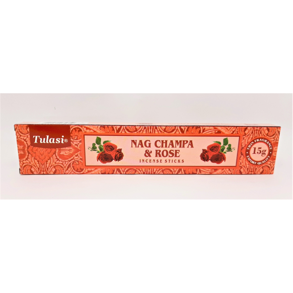 Incenso Tulasi Nag Champa e Rosa - 15g