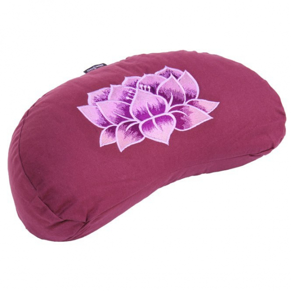 Cuscino mezzaluna da meditazione Zafu con fiore di loto ricamato