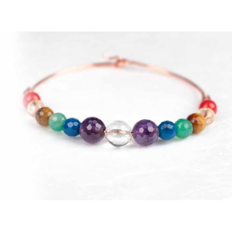 Bracciale 7 Chakra Con Pietre Naturali – Ametista E Pietra Di Luna, Regolabile, Per Yoga E Meditazione, Gioiello Spirituale Portafortuna Per Donna