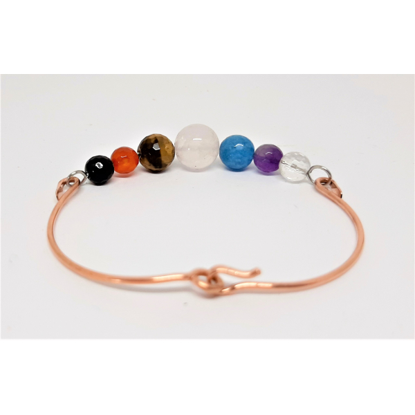 Bracciale 7 Chakra 10:10 In Acciaio Inox E Pietre Naturali 6mm - Realizzato In Italia, Regolabile, Confezione Regalo