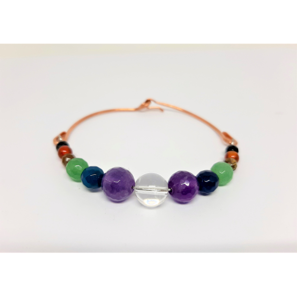 COAI Bracciale Mantra OM Con Perle In Ossidiana Nera E Pietre Dei 7 Chakra - 11